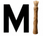 A large black letter M on the left and a close-up of a wooden-handled brush with light bristles on the right, shown on a white background.